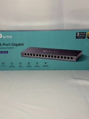 TP-Link 16-Port Gigabit Desktop Switch TL-SG116 Metal Case Multicast PnP NIB